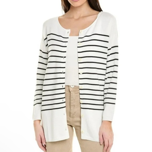 Cabi Turnabout cardigan black white stripe Size XS - Picture 1 of 9